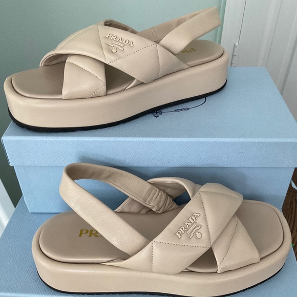 Prada Quilted nappa leather flatform sandals with box and dust bags - Picture 1 of 15